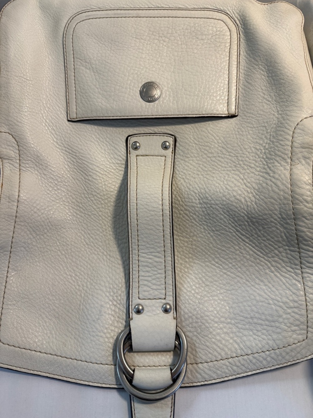 Coach Cream Pebbled Leather Shoulder Bag with Ring Detail - Picture 9 of 10
